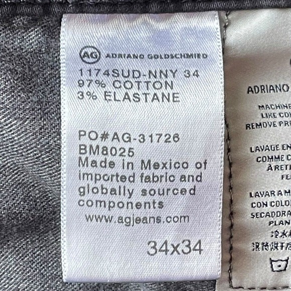 Adriano Goldschmied Pants Mens The Graduate FADED Black Stretch Size 34/34 - Picture 8 of 11